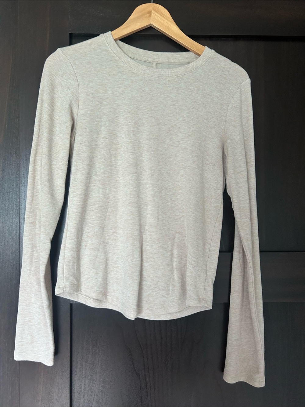 American Eagle Outfitters Oatmeal/Light Heather Gray Long Sleeve Crewneck (L)